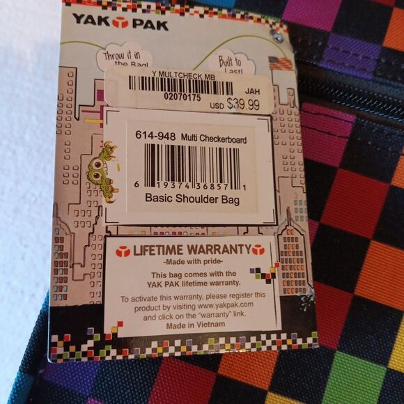 Yak Pak Basic Shoulder Messenger Bag Multicheckerboard Adjustable Strap - Picture 4 of 11